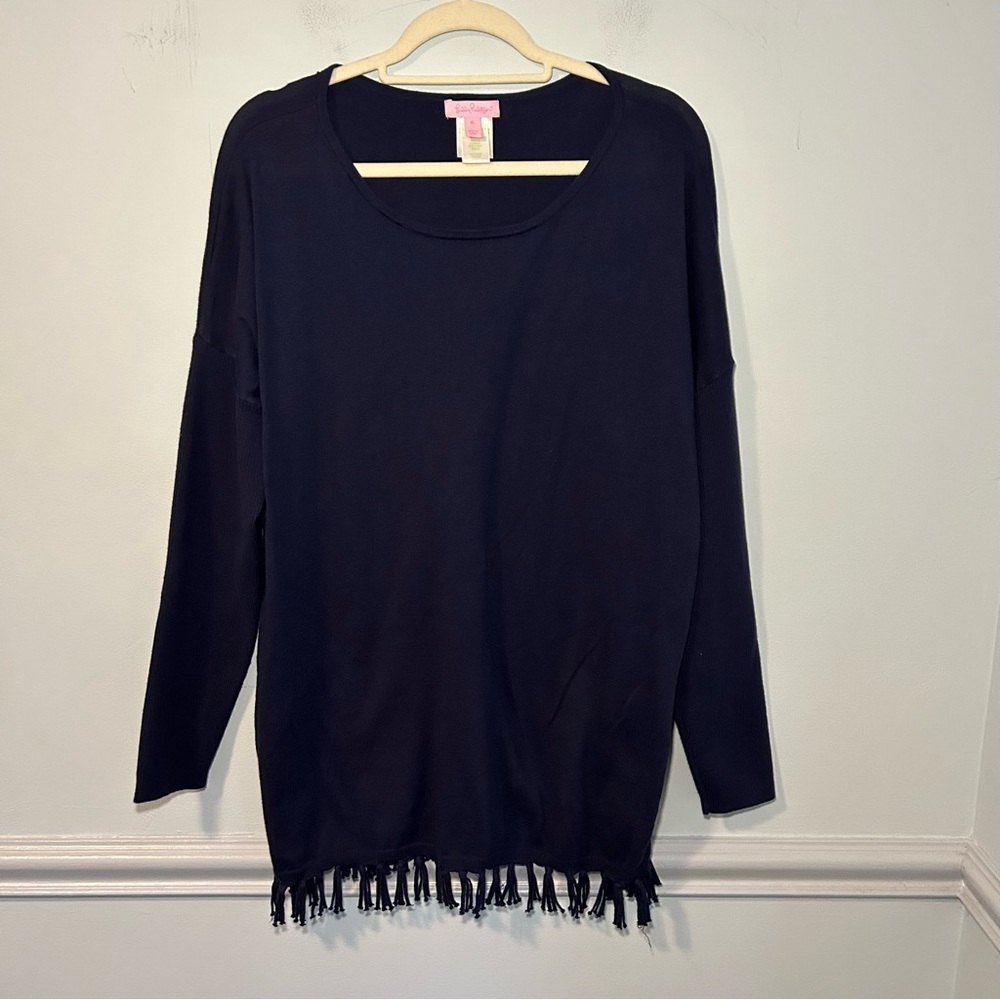 Lilly Pulitzer Navy Blue Knit Ramona Long Sleeve Sweater Size XL